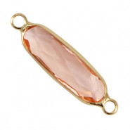 Crystal glas tussenstuk langwerpig ovaal 29mm Pink-gold